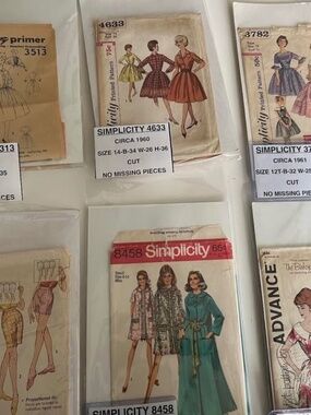 SIX Vintage 1960 and 1961 Patterns
